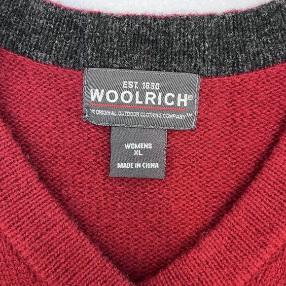 Woolrich V neck pullover sweater wool red womens XL - Picture 5 of 12